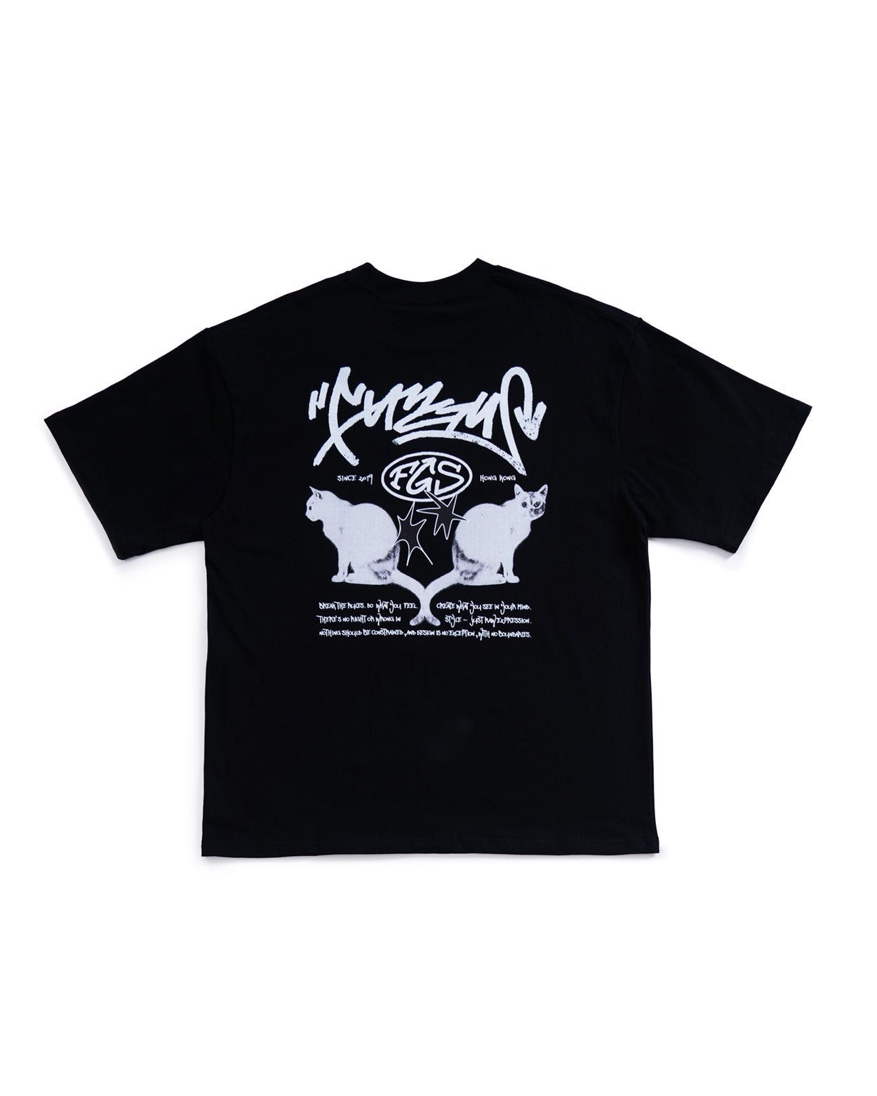 Boat Cat Oversized Graphic Tee - BLACK
