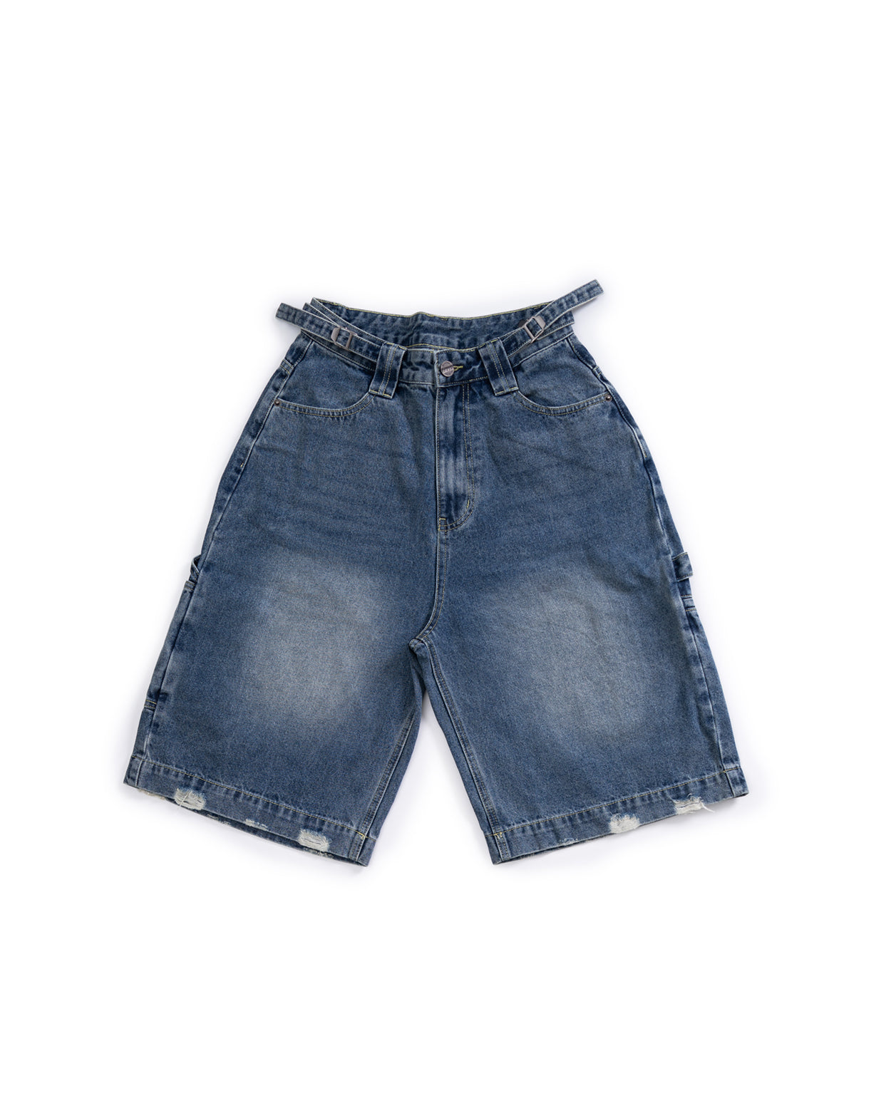 Baggy Adjustable Denim Jort - Light Blue