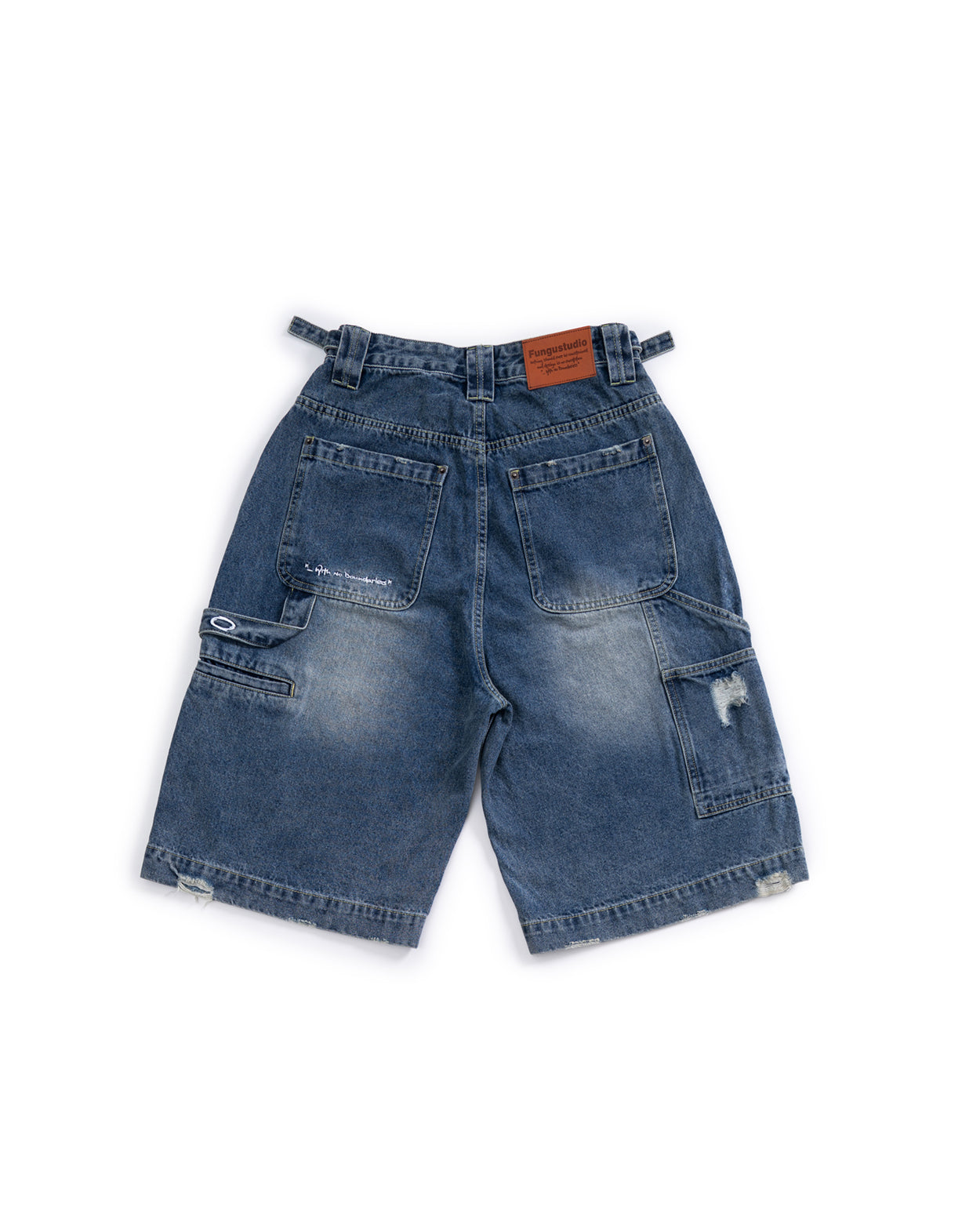 Baggy Adjustable Denim Jort - Light Blue