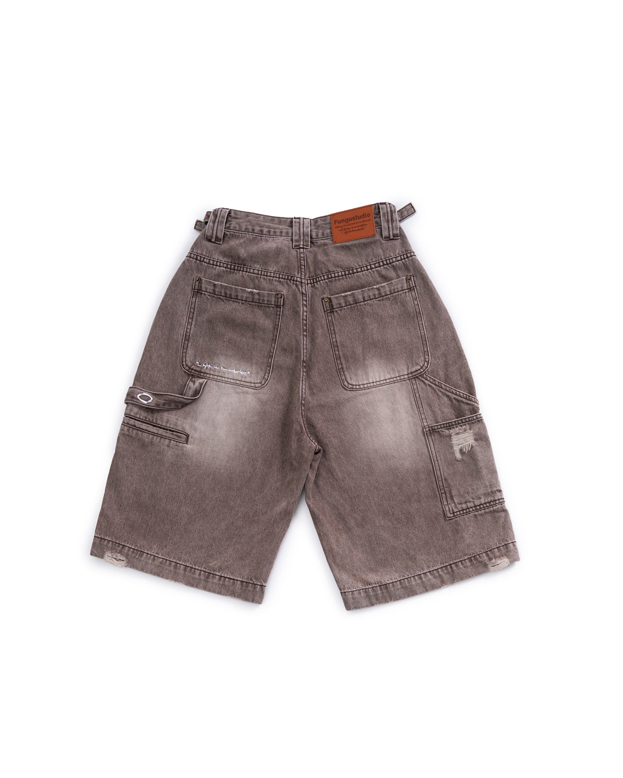 Baggy Adjustable Denim Jort - Washed Brown