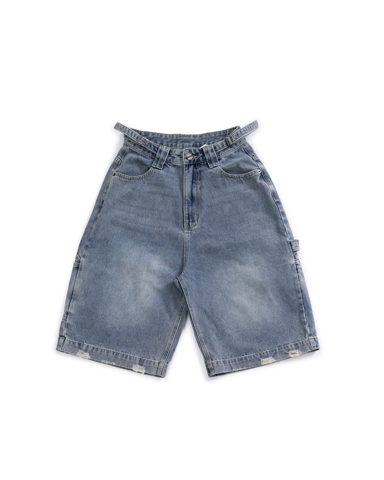 Baggy Adjustable Denim Jort - Dark Wash