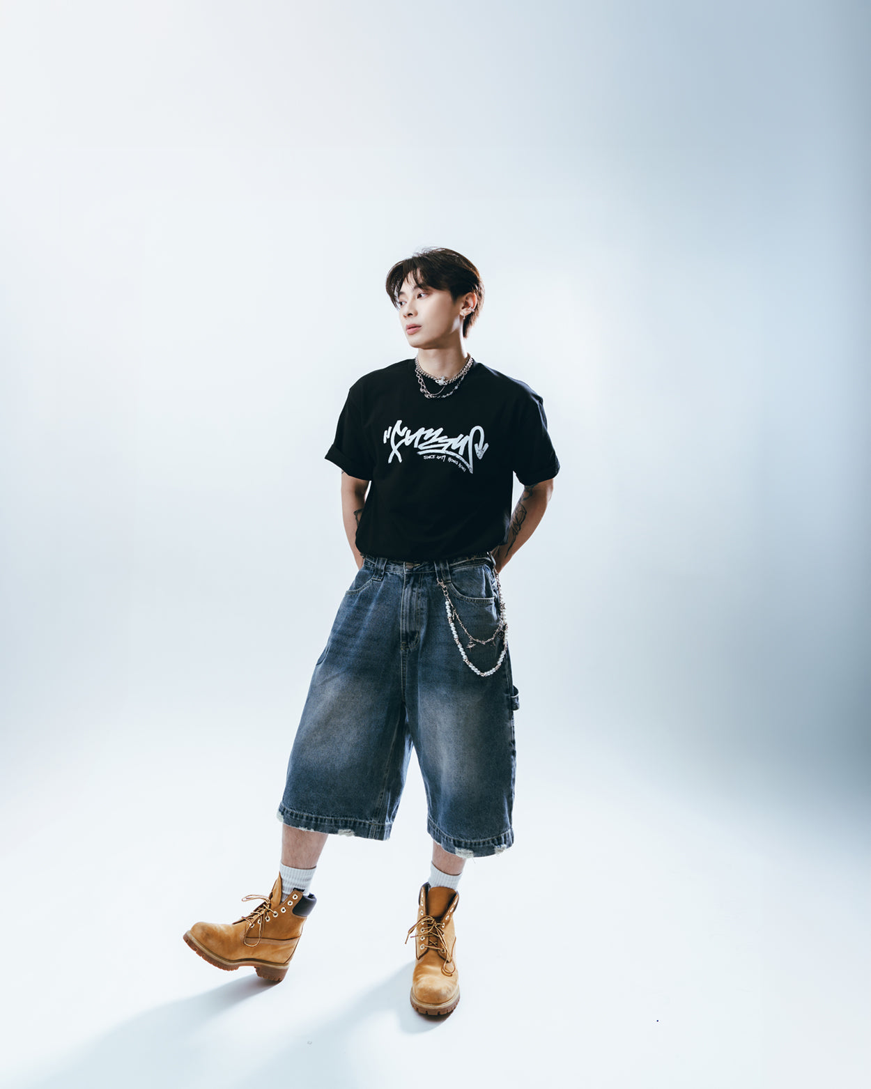 Boat Cat Oversized Graphic Tee - BLACK