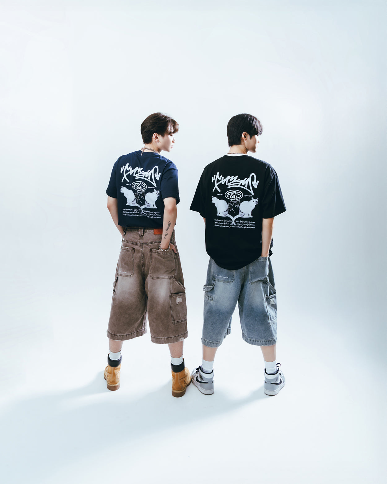 Baggy Adjustable Denim Jort - Washed Brown